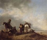 Philips Wouwerman A View on a Seashore with Fishwives Offering Fish to a Horseman oil painting on canvas
